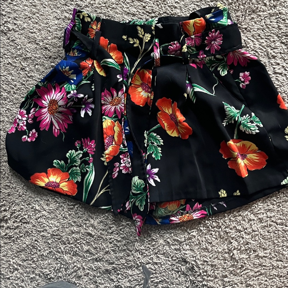 Express Black Floral Shorts